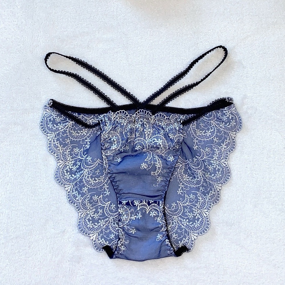 Japanese Peach John Sexy Organza Embroidered Strap Panties With Waist Band US-S